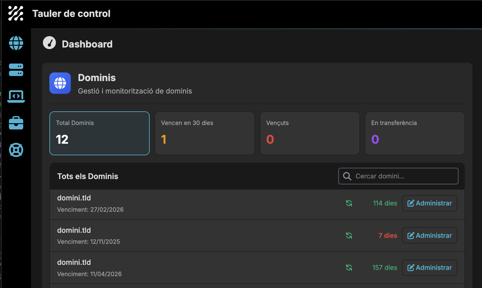 Control Panel Dominis